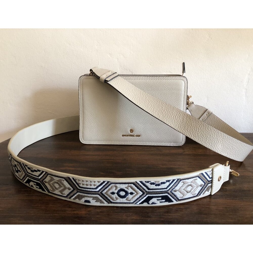 SPARTINA 449 Siren Box Leather Bag w/ 2 straps shoulder & woven cross body NWOT